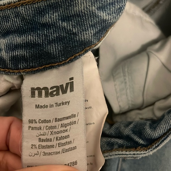 Mavi Ada Mid Rise Distressed Light Blue Wash  Boyfriend Jeans 24X25 - Picture 2 of 8